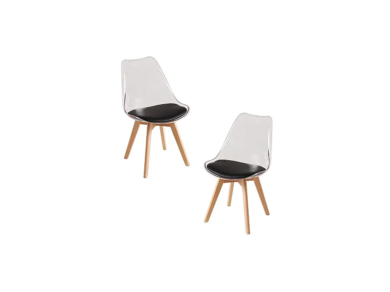 Packs Sillas Comedor - Pack 2 Sillas Synk Transparente Asiento - Negro