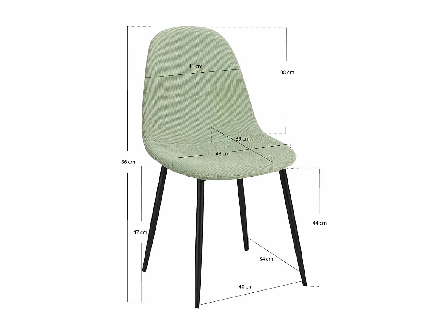 Sillas Comedor - Silla Black Teok Tela - Verde