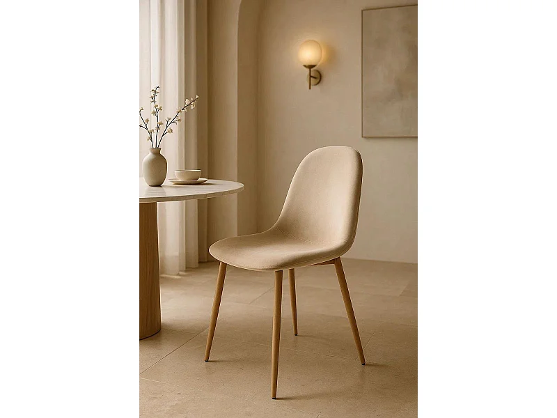 Sillas Comedor - Silla Teok Terciopelo - Beige