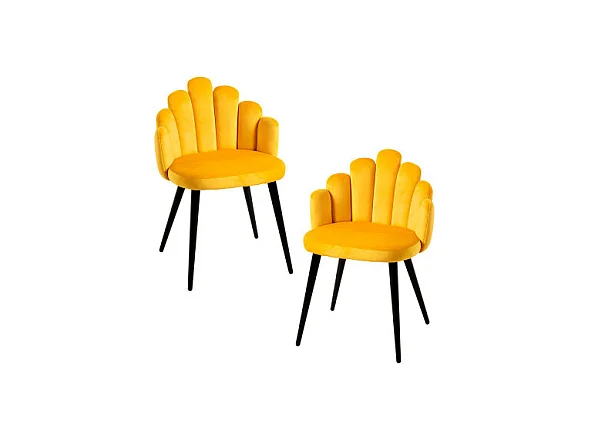 Packs Sillas Comedor - Pack 2 Sillas Hand Terciopelo Patas Negras - Amarillo