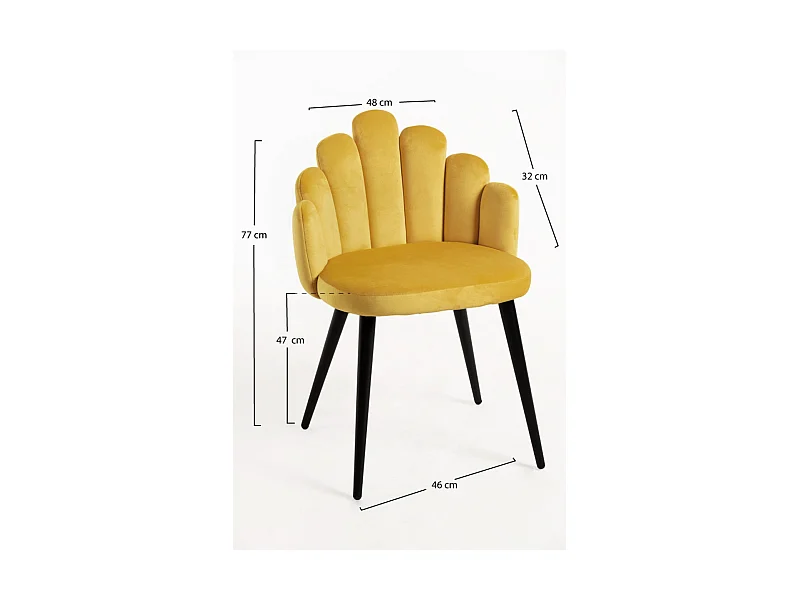 Packs Sillas Comedor - Pack 2 Sillas Hand Terciopelo Patas Negras - Amarillo