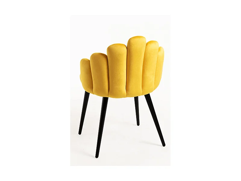 Packs Sillas Comedor - Pack 2 Sillas Hand Terciopelo Patas Negras - Amarillo