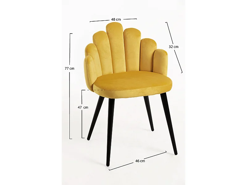 Packs Sillas Comedor - Pack 2 Sillas Hand Terciopelo Patas Negras - Amarillo