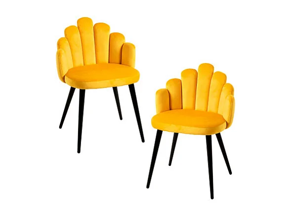 Packs Sillas Comedor - Pack 2 Sillas Hand Terciopelo Patas Negras - Amarillo