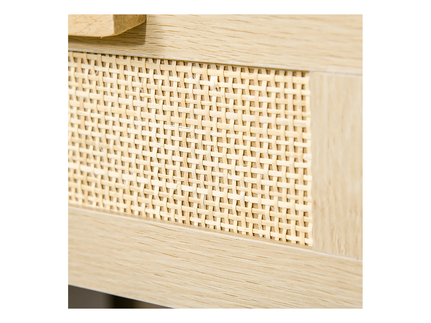 Table de chevet tiroir et étagère cannage en rotin dim. 40L x 40l x 48H cm MDF aspect bois clair