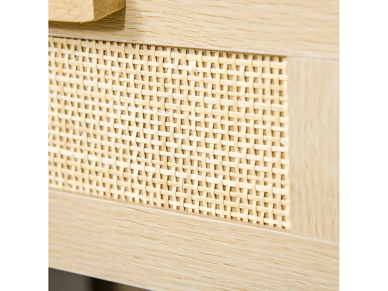 Table de chevet tiroir et étagère cannage en rotin dim. 40L x 40l x 48H cm MDF aspect bois clair