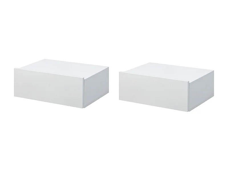 Lot de 2 tables de chevet murales - lot de 2 tables de nuit - tiroir coulissant, plateau - panneaux particules blanc