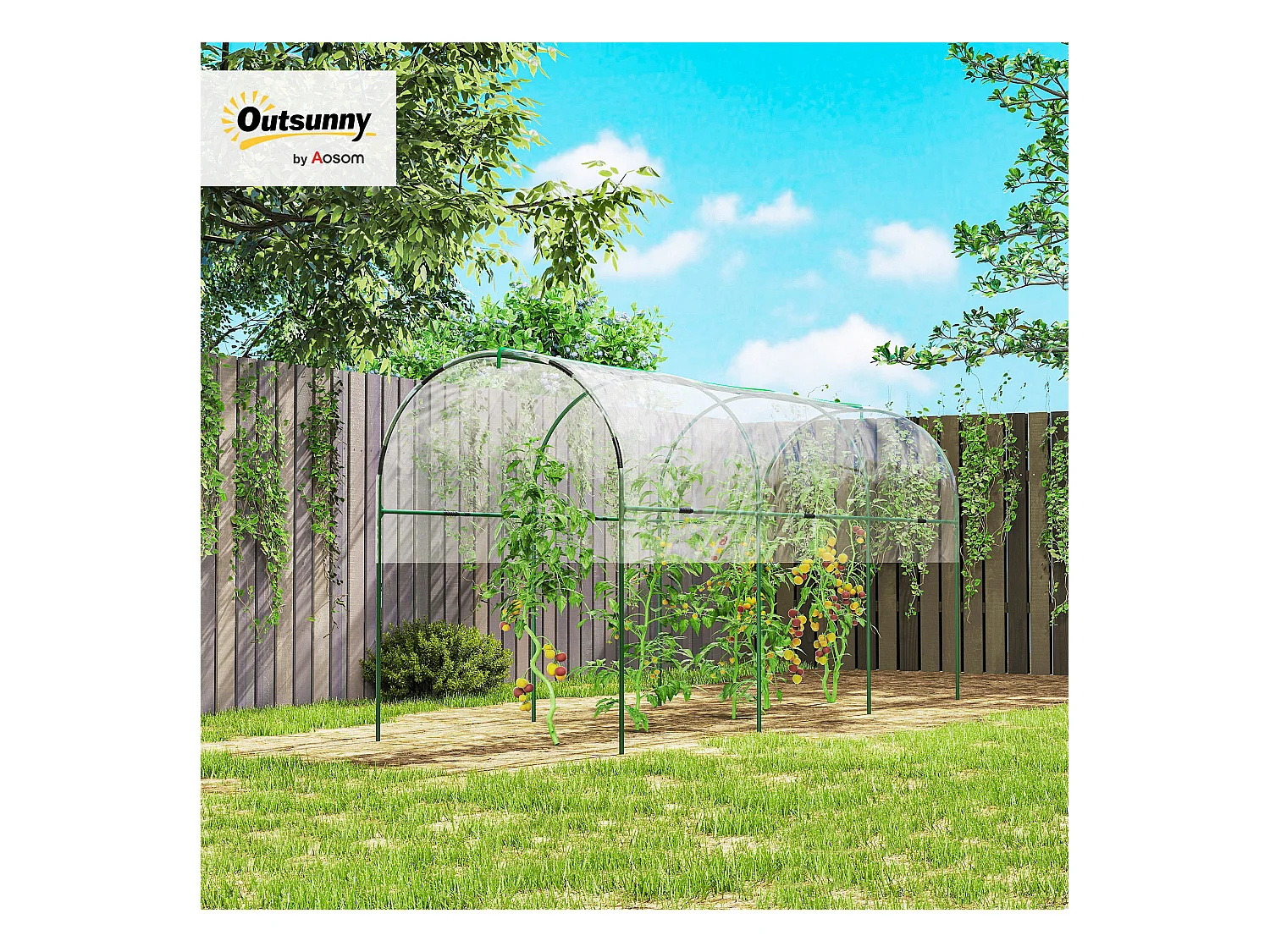 Serre de jardin serre à tomates dim. 4L x 1,23l x 1,71H m acier thermolaqué vert PVC haute densité transparent