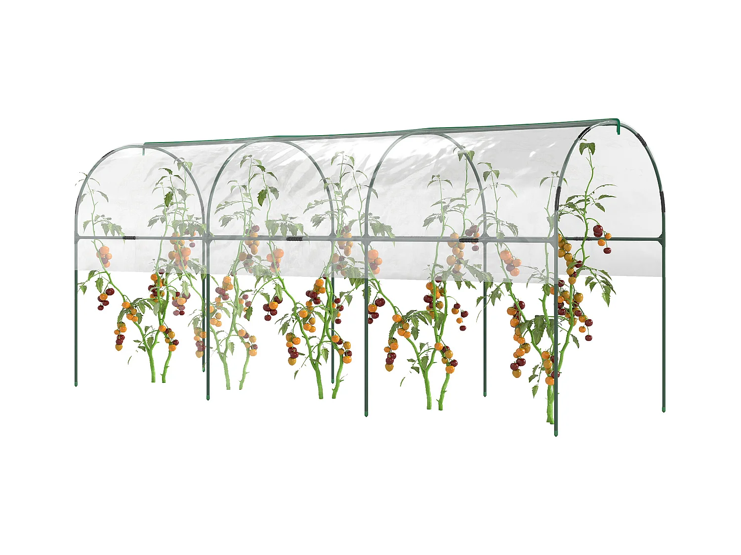 Serre de jardin serre à tomates dim. 4L x 1,23l x 1,71H m acier thermolaqué vert PVC haute densité transparent