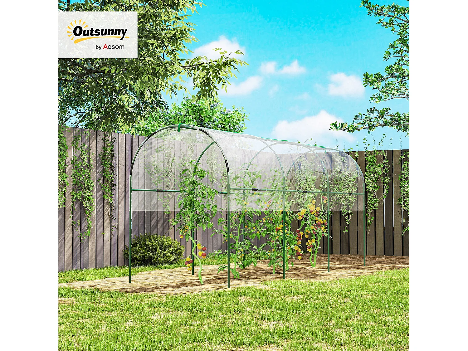 Serre de jardin serre à tomates dim. 4L x 1,23l x 1,71H m acier thermolaqué vert PVC haute densité transparent
