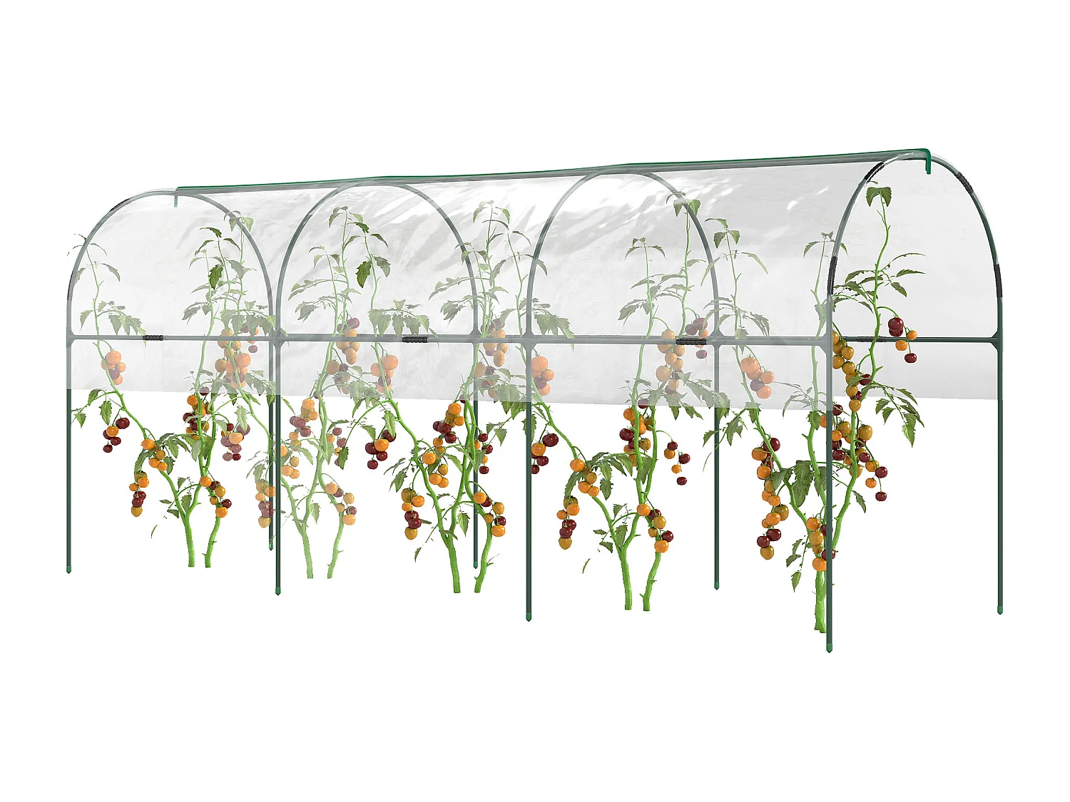 Serre de jardin serre à tomates dim. 4L x 1,23l x 1,71H m acier thermolaqué vert PVC haute densité transparent