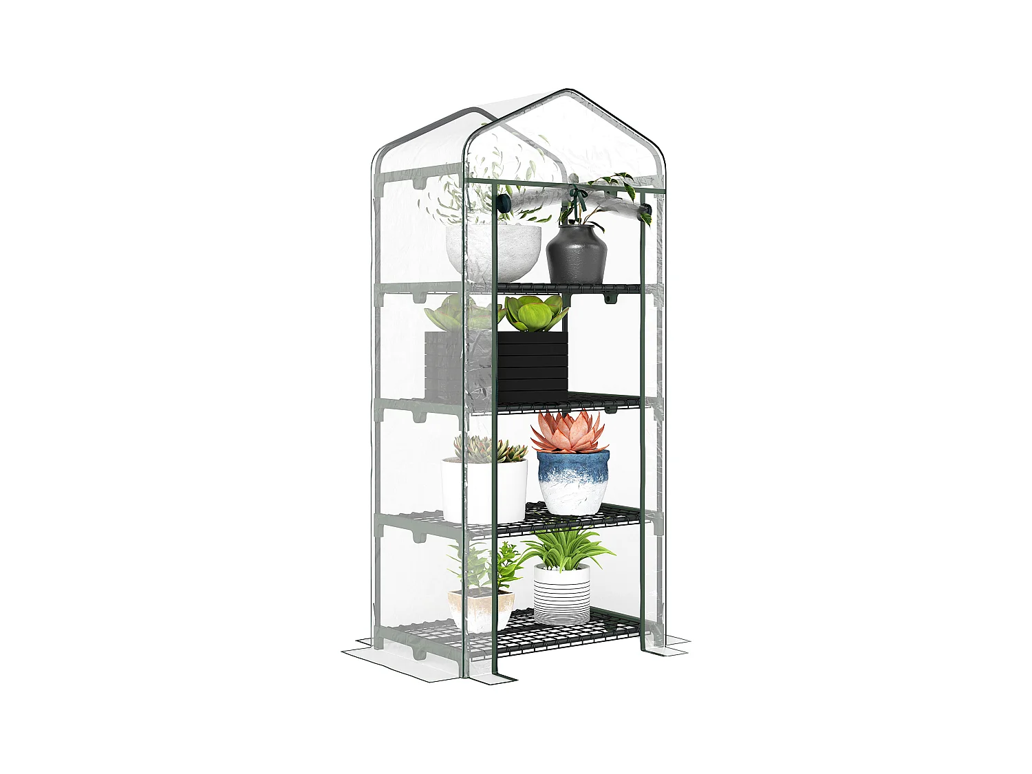 Serre de jardin balcon étagère serre 4 niveaux 0,7L x 0,5l x 1,6H m acier époxy bâche amovible PVC haute densité transparente