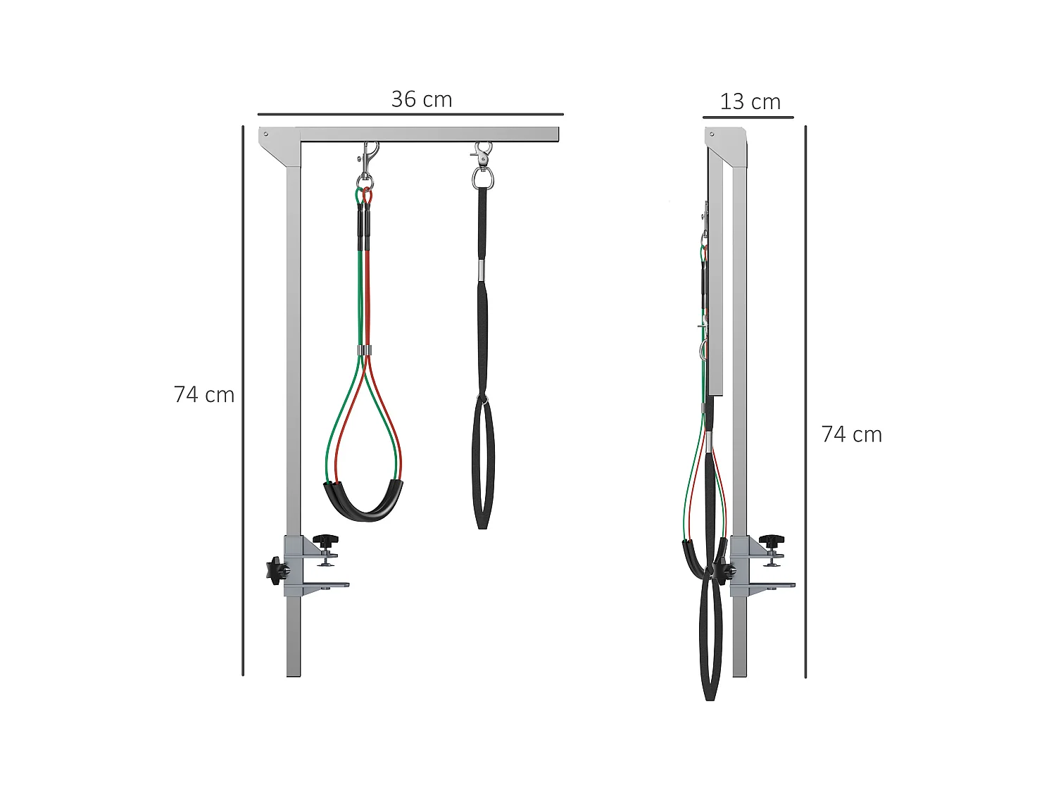 Bras de toilettage pliable animaux - hauteur réglable max. 74 cm - 3 colliers de serrage - chien taille moyenne - alu. acier inox.
