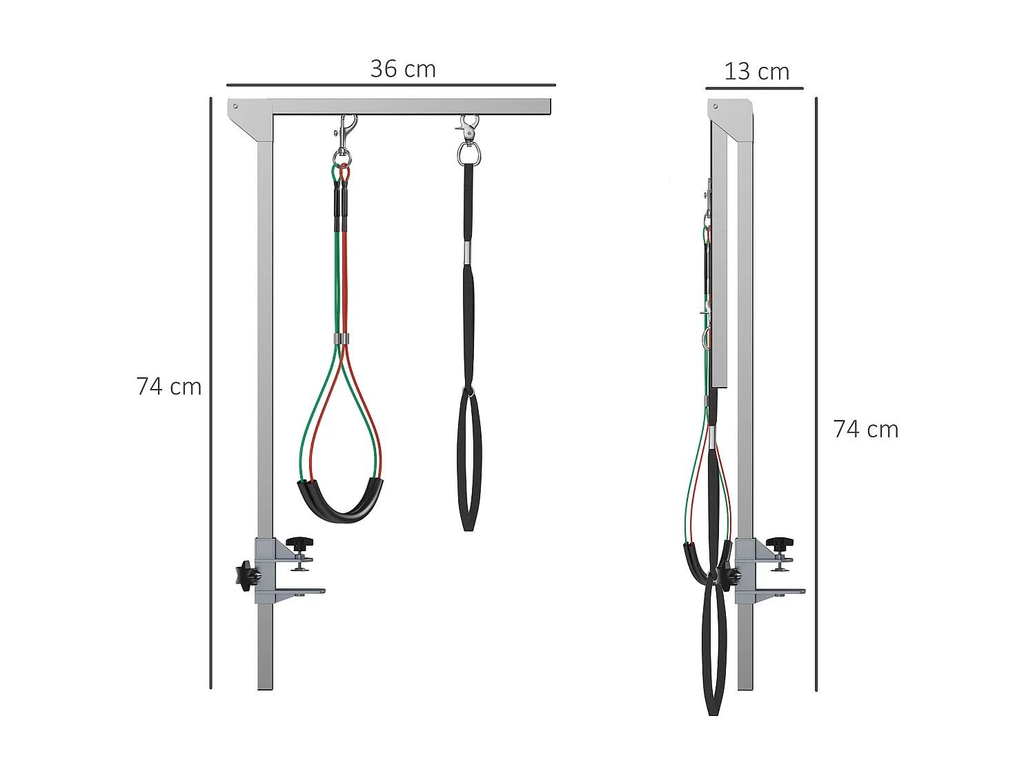 Bras de toilettage pliable animaux - hauteur réglable max. 74 cm - 3 colliers de serrage - chien taille moyenne - alu. acier inox.