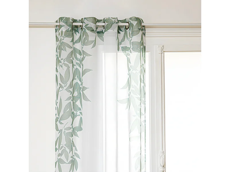 Voilage à œillets Vert imprimé Ark 140 x 240 cm