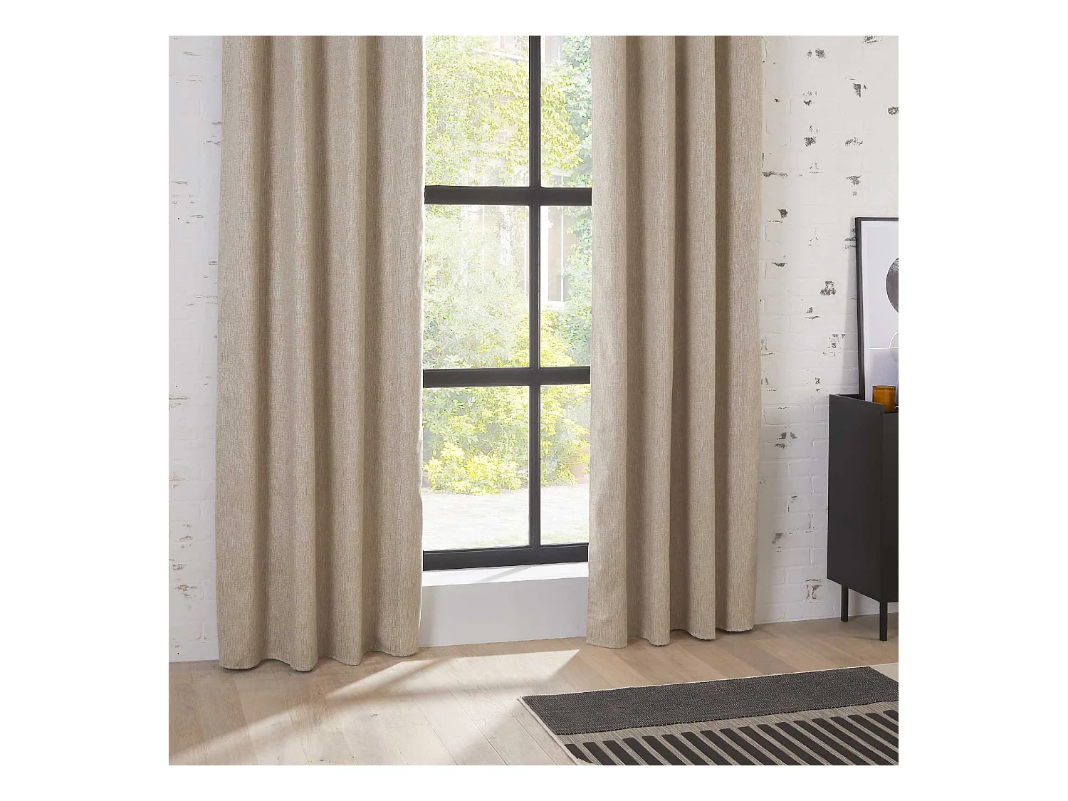 Rideau à œillets Occultant Jacquard Beige Lin 140 x 260 cm