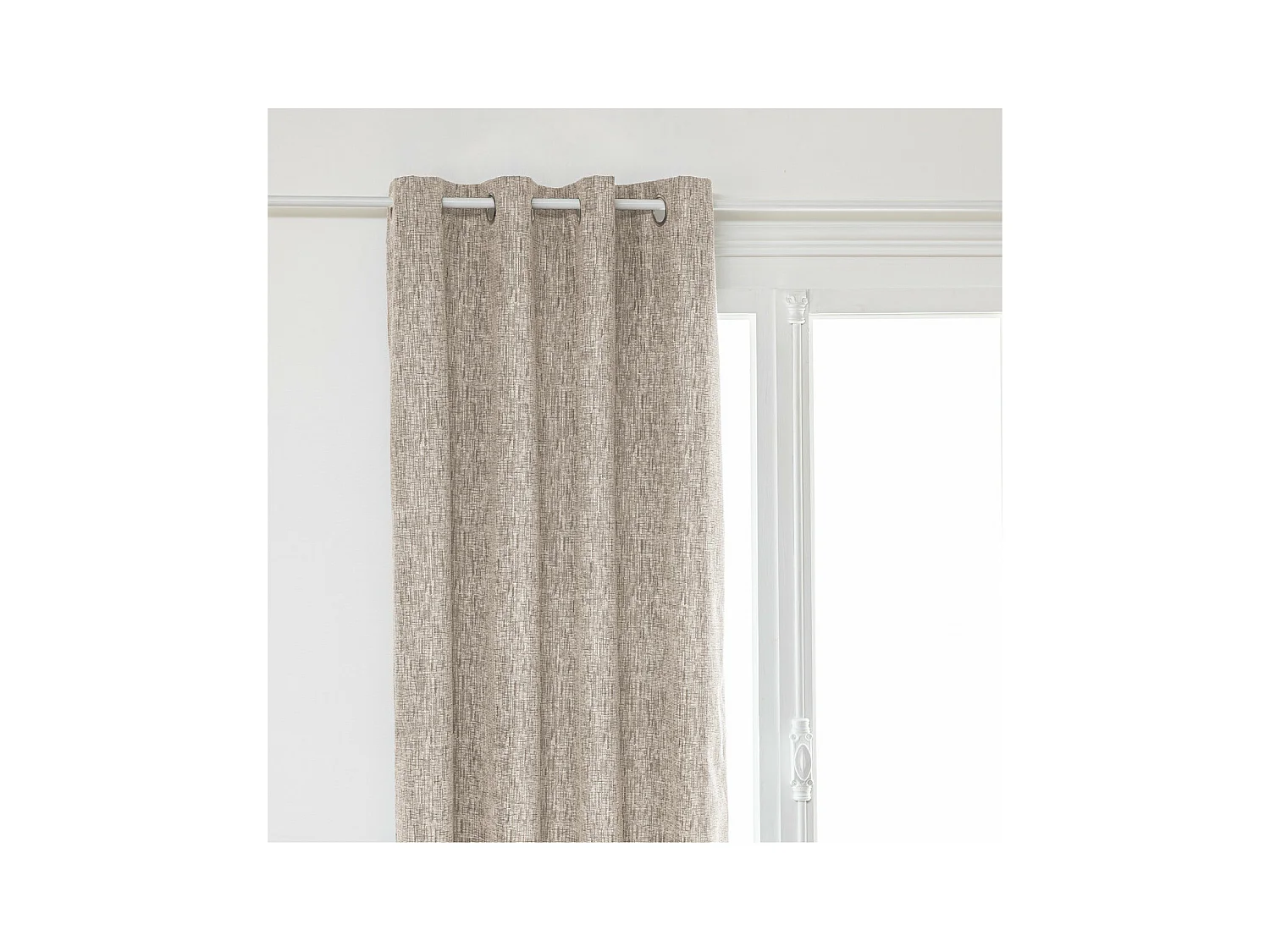 Rideau à œillets Occultant Jacquard Beige Lin 140 x 260 cm