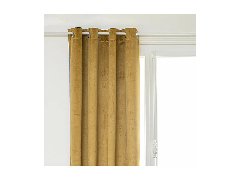 Rideau à œillets Occultant Velours Jaune Ocre 140 x 260 cm
