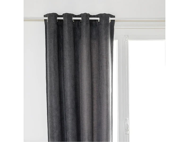 Rideau à œillets Occultant Tissu Chenille Gris foncé 140 x 260 cm