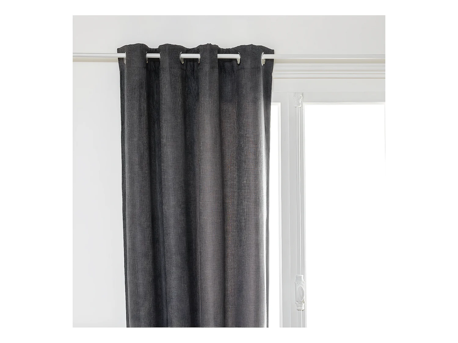 Rideau à œillets Occultant Tissu Chenille Gris foncé 140 x 260 cm