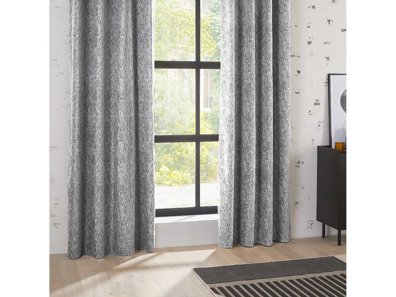 Rideau à œillets Occultant Jacquard Gris Foncé 140 x 260 cm