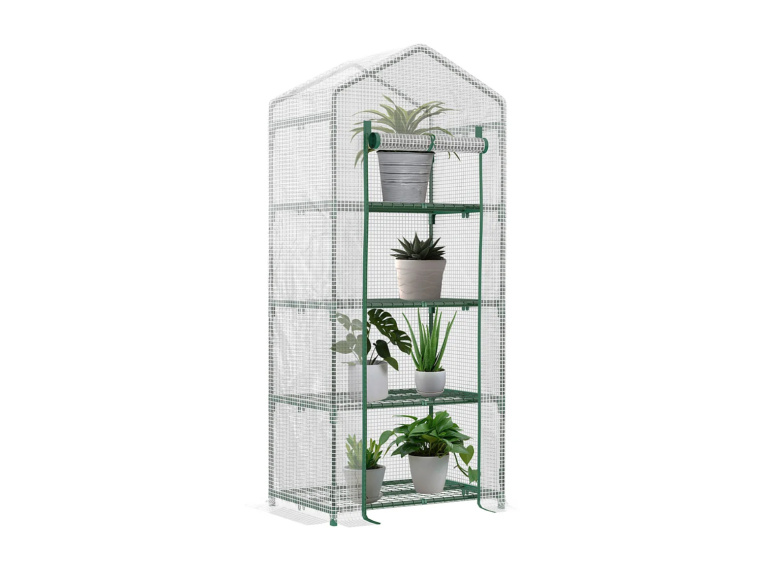 Serre de jardin balcon étagère serre 4 niveaux 0,7L x 0,5l x 1,6H m acier galvanisé bâche amovible PE haute densité blanc