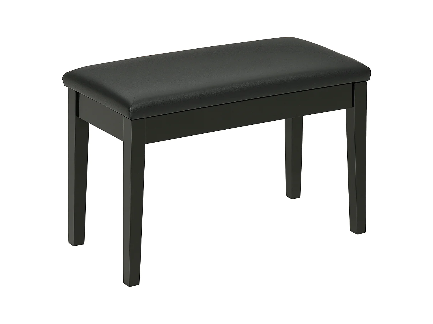 Banquette tabouret siège pour piano avec coffre de rangement pied bois hévéa revêtement synthétique noir