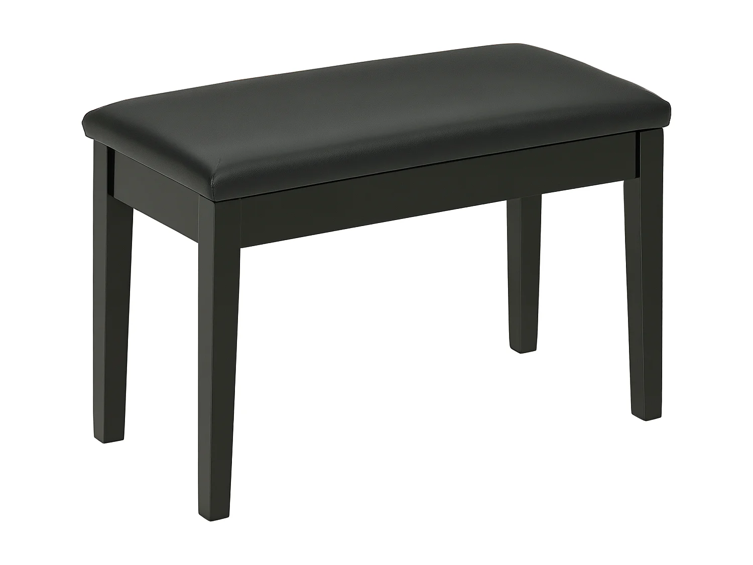 Banquette tabouret siège pour piano avec coffre de rangement pied bois hévéa revêtement synthétique noir