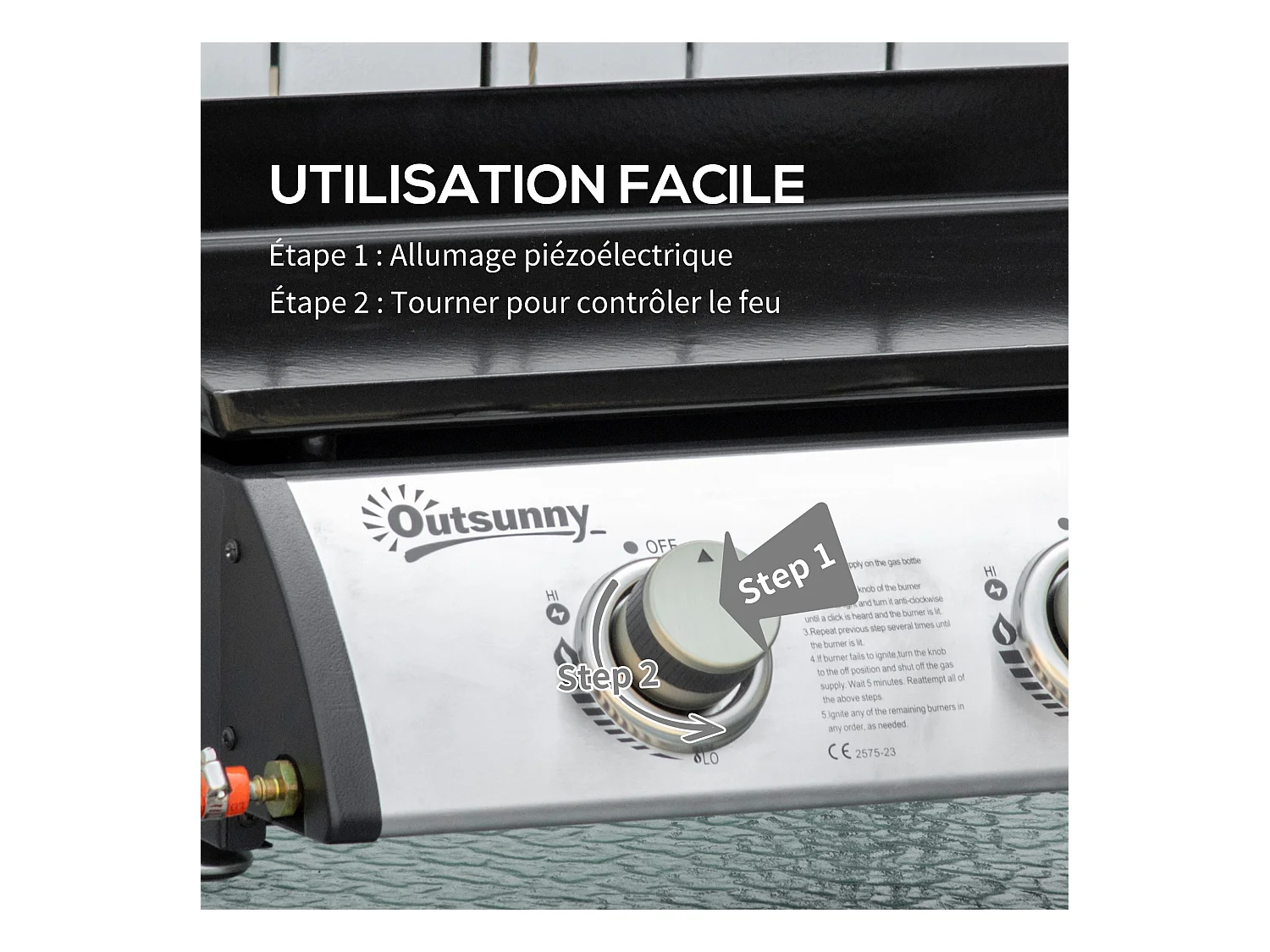 Plancha gaz de table portable réglable - 3 brûleurs 9 kW - barbecue gaz camping - plaque de cuisson, réceptacle graisse - acier noir métal