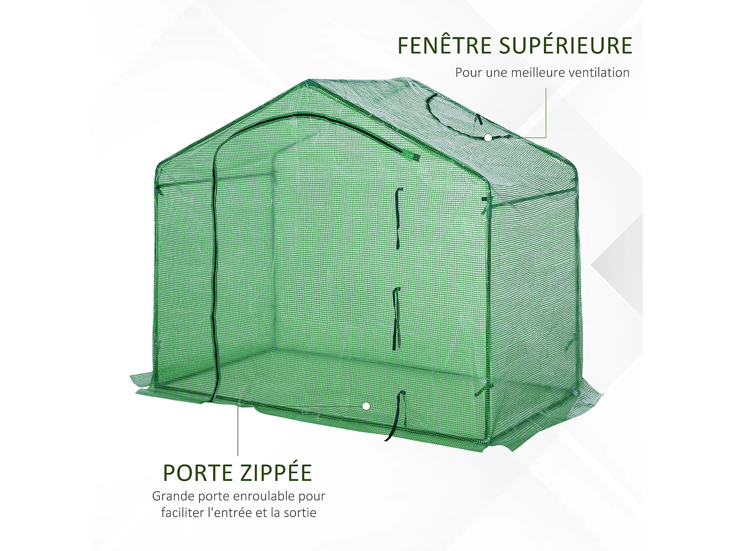 Serre de jardin balcon terrasse serre pour tomates 1,8L x 1l x 1,68H m acier PE imperméable transparent vert
