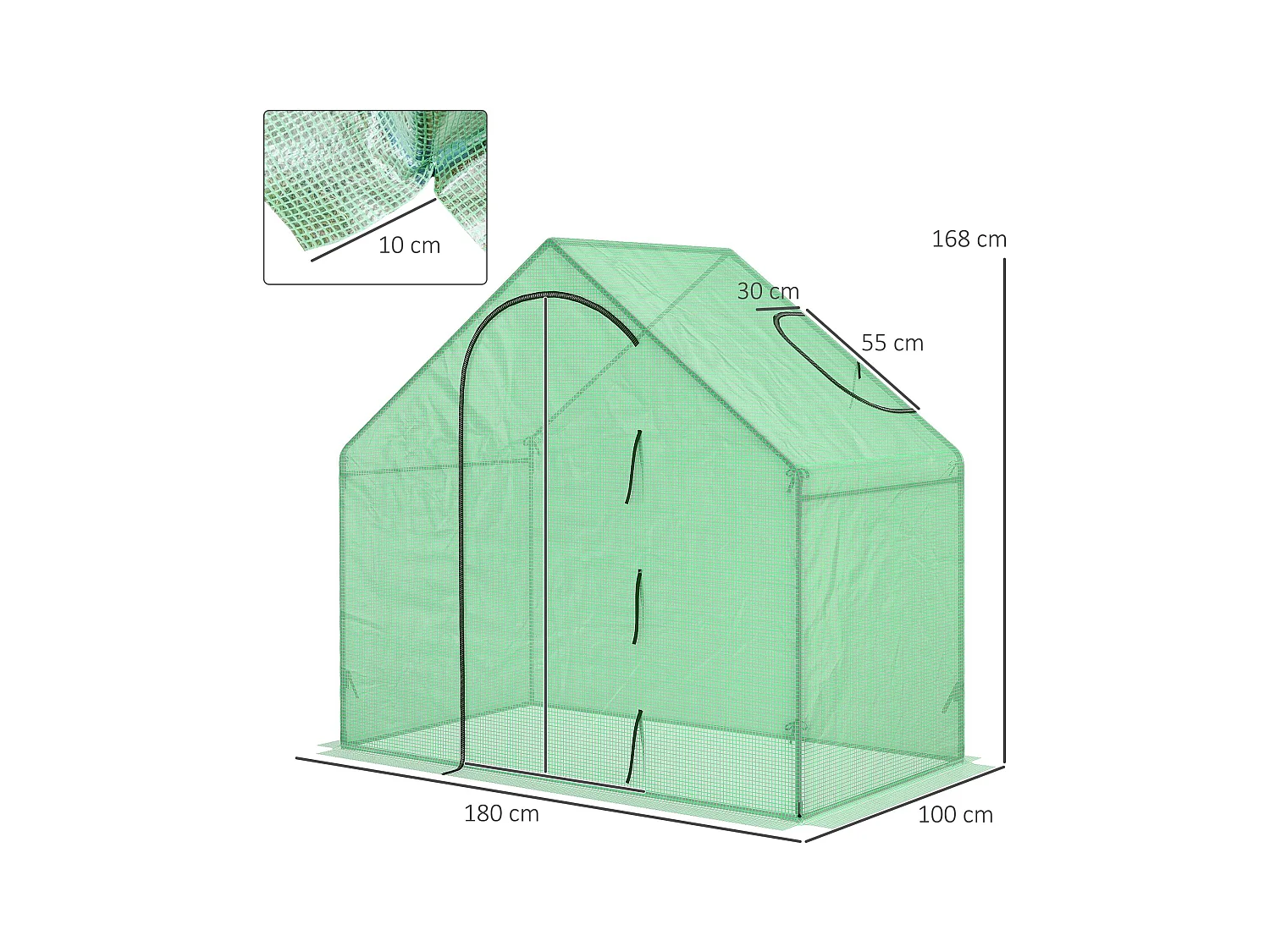 Serre de jardin balcon terrasse serre pour tomates 1,8L x 1l x 1,68H m acier PE imperméable transparent vert