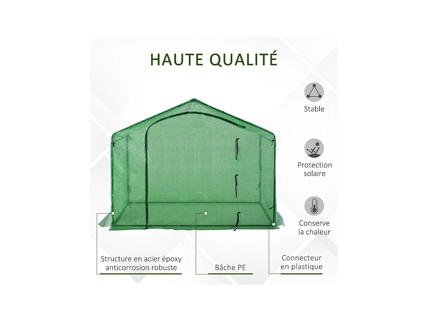 Serre de jardin balcon terrasse serre pour tomates 1,8L x 1l x 1,68H m acier PE imperméable transparent vert