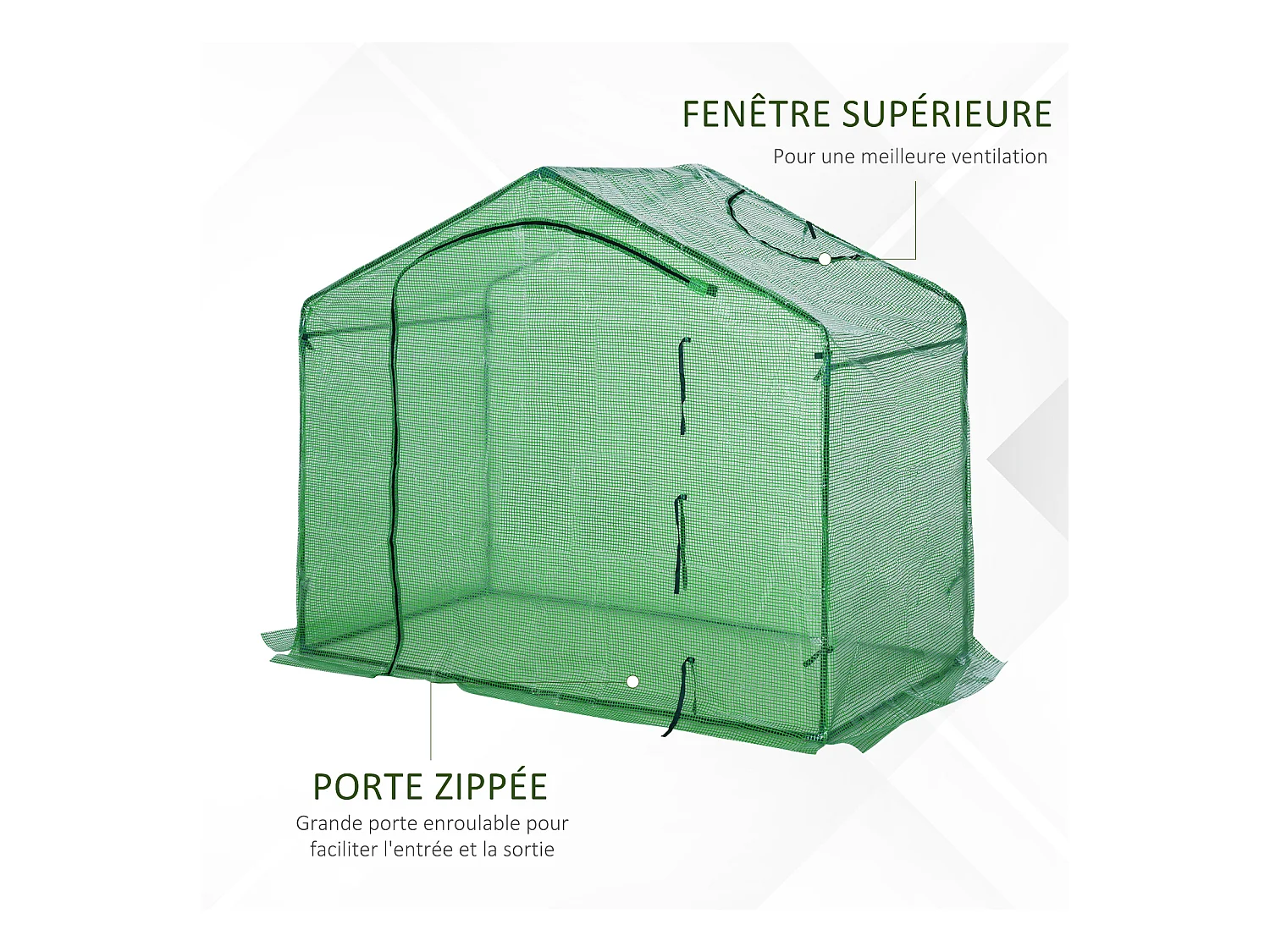 Serre de jardin balcon terrasse serre pour tomates 1,8L x 1l x 1,68H m acier PE imperméable transparent vert