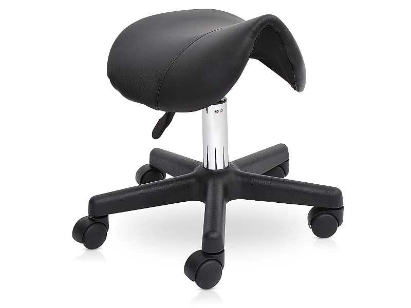 HOMCOM Tabouret de massage tabouret selle ergonomique pivotant 360° hauteur réglable revêtement synthétique noir