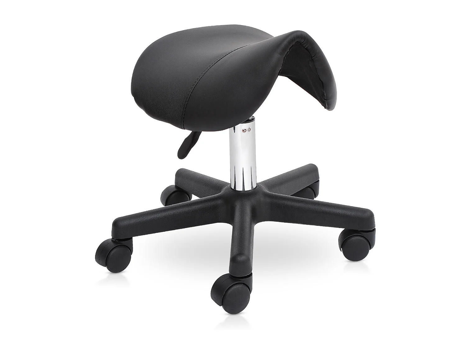 HOMCOM Tabouret de massage tabouret selle ergonomique pivotant 360° hauteur réglable revêtement synthétique noir