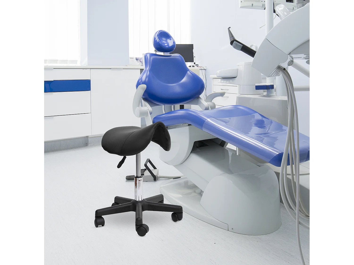 HOMCOM Tabouret de massage tabouret selle ergonomique pivotant 360° hauteur réglable revêtement synthétique noir