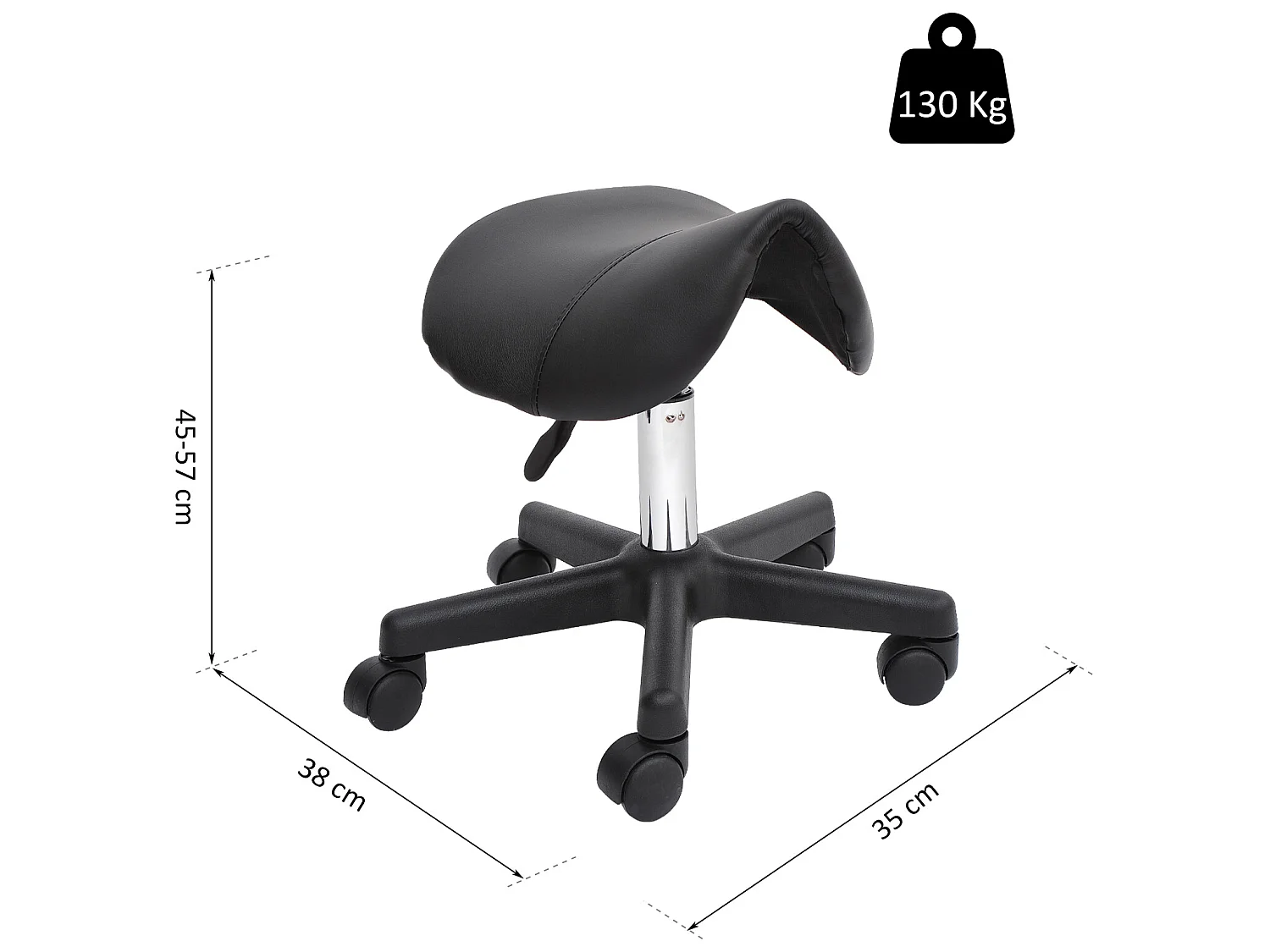 HOMCOM Tabouret de massage tabouret selle ergonomique pivotant 360° hauteur réglable revêtement synthétique noir