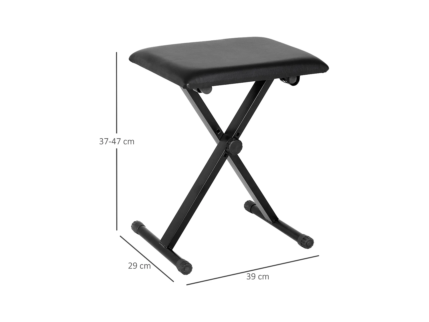 HOMCOM Tabouret banquette réglable pliable pour piano et clavier acier revêtement synthétique noir