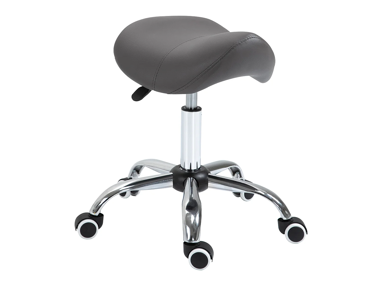 Tabouret de massage tabouret selle ergonomique pivotant 360° hauteur réglable revêtement synthétique gris chromé