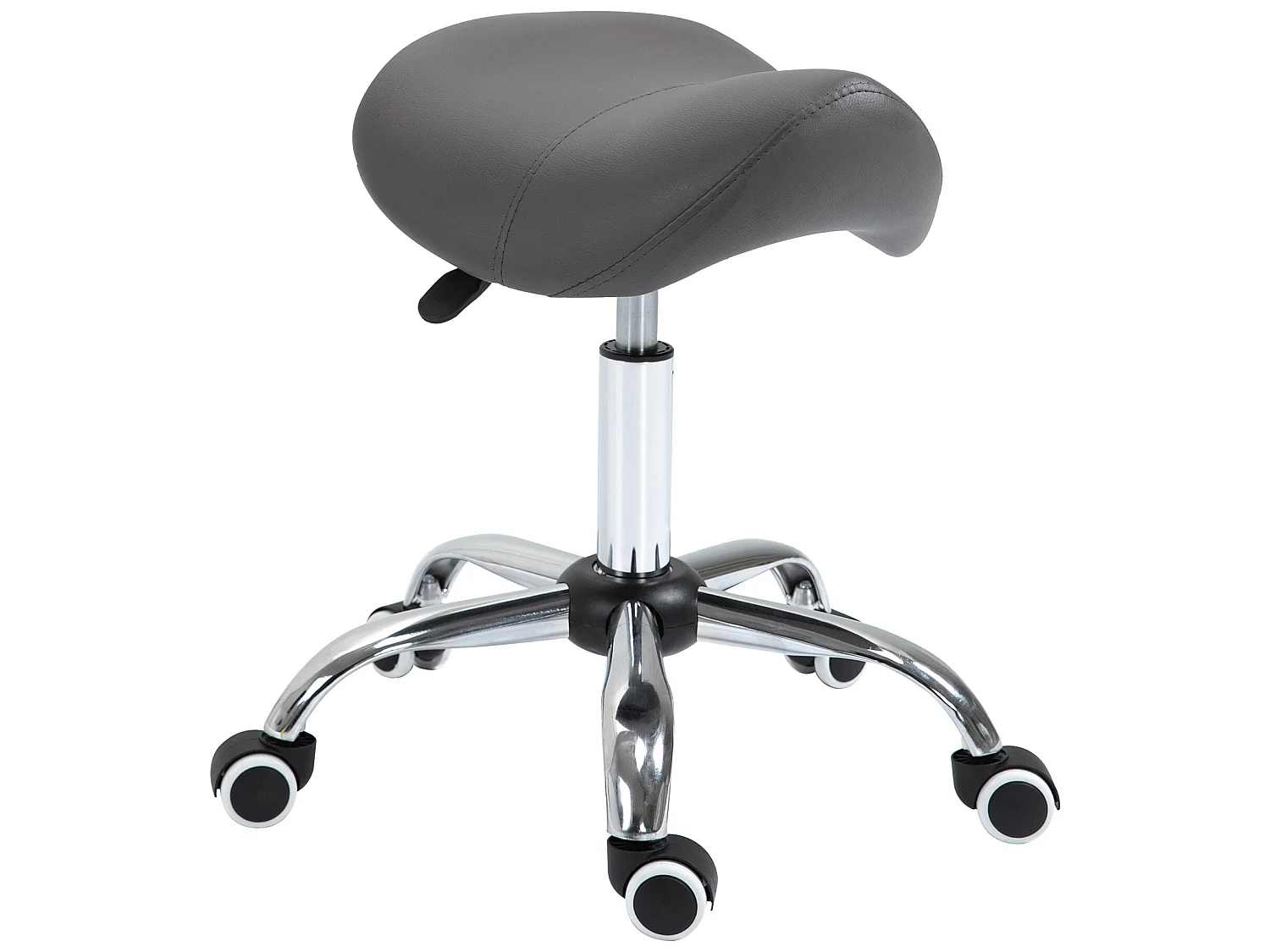 Tabouret de massage tabouret selle ergonomique pivotant 360° hauteur réglable revêtement synthétique gris chromé