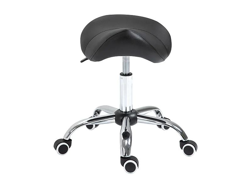Tabouret de massage tabouret selle ergonomique pivotant 360° hauteur réglable revêtement synthétique noir chromé