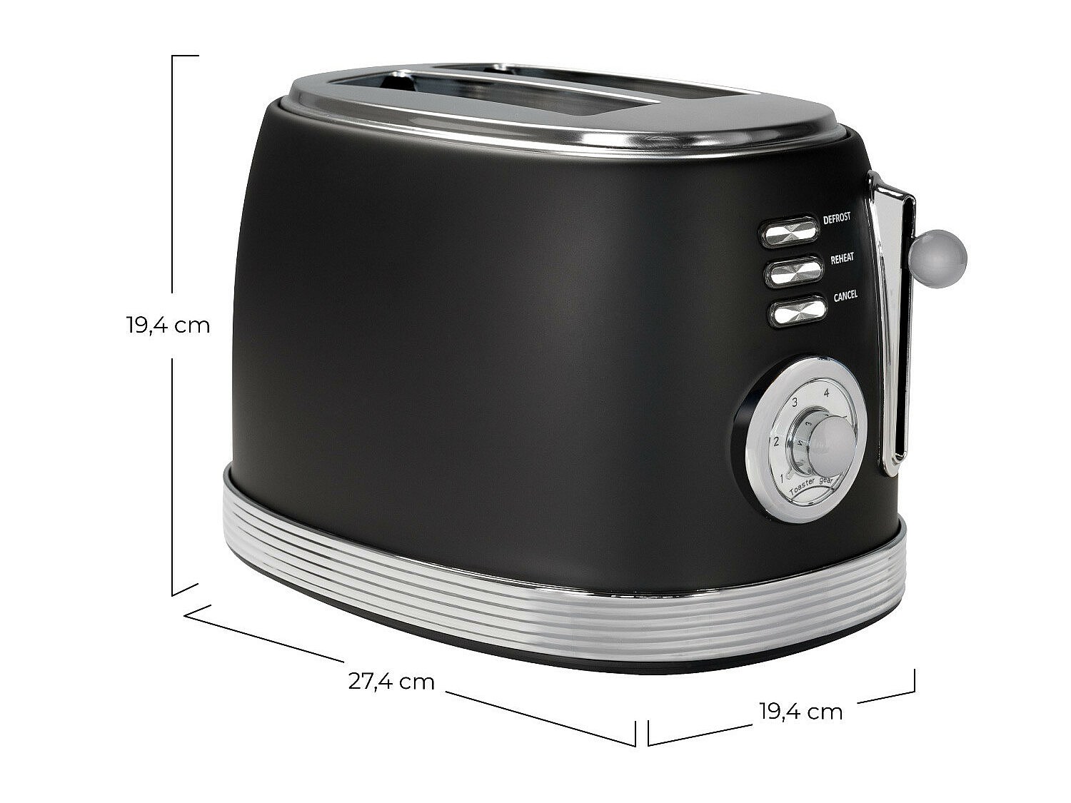 Dayron Retro Toaster 850W Noir/Argent