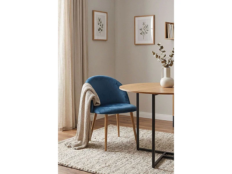Sillas Comedor - Silla Vint Terciopelo - Azul