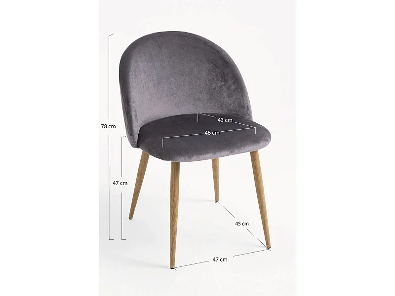 Sillas Comedor - Silla Vint Terciopelo - Gris oscuro