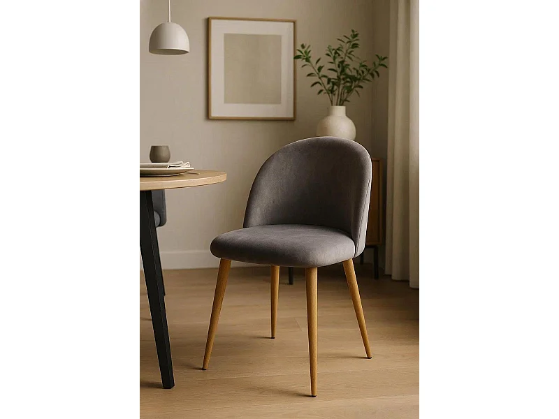 Sillas Comedor - Silla Vint Terciopelo - Gris oscuro