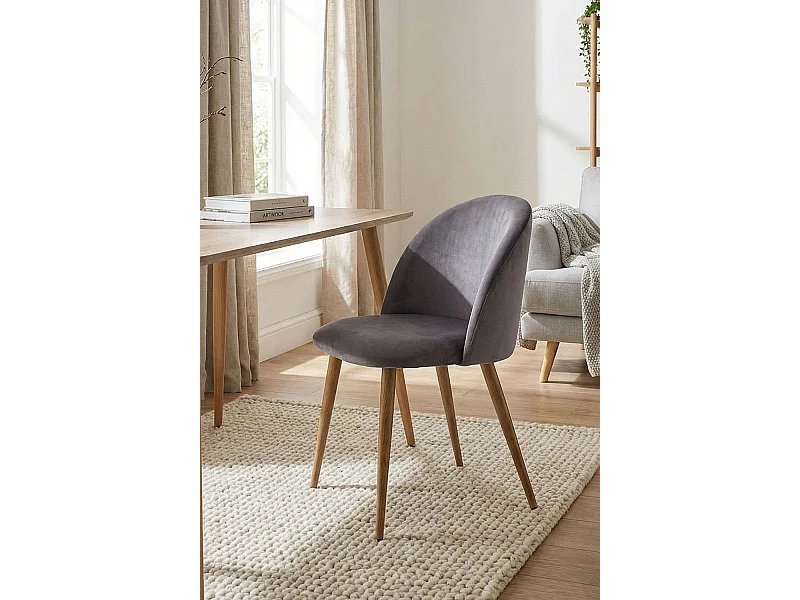 Sillas Comedor - Silla Vint Terciopelo - Gris oscuro