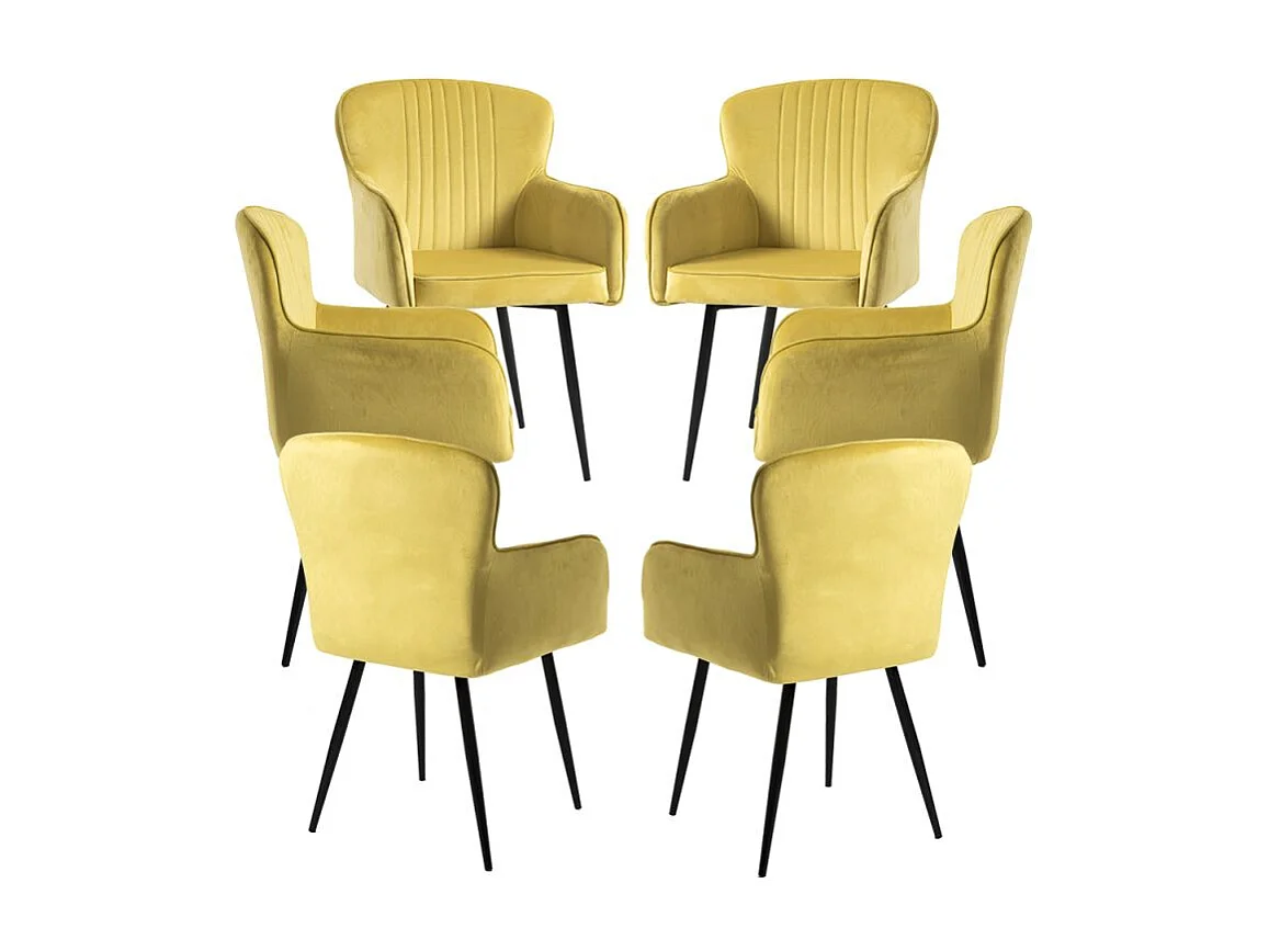 Packs Sillas Comedor - Pack 6 Sillas Dalye Terciopelo - Amarillo