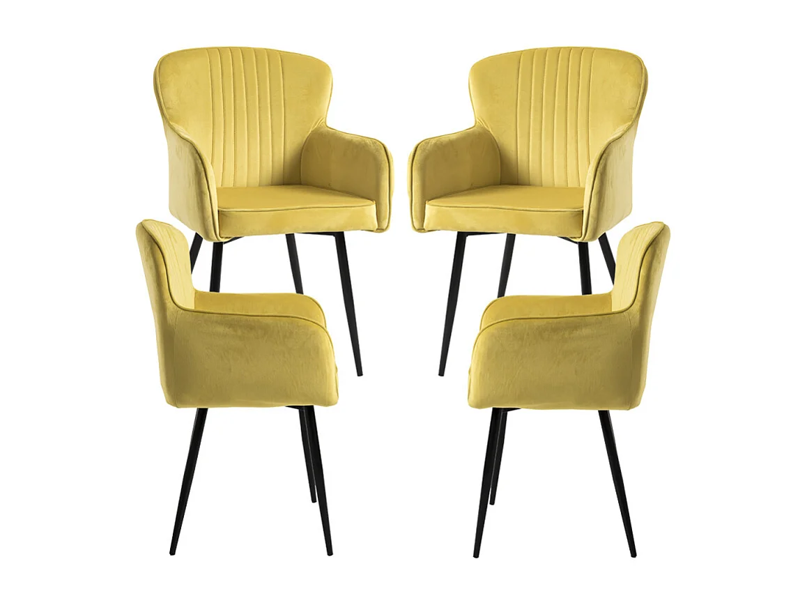 Packs Sillas Comedor - Pack 4 Sillas Dalye Terciopelo - Amarillo