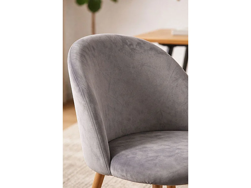 Sillas Comedor - Silla Vint Terciopelo - Gris claro