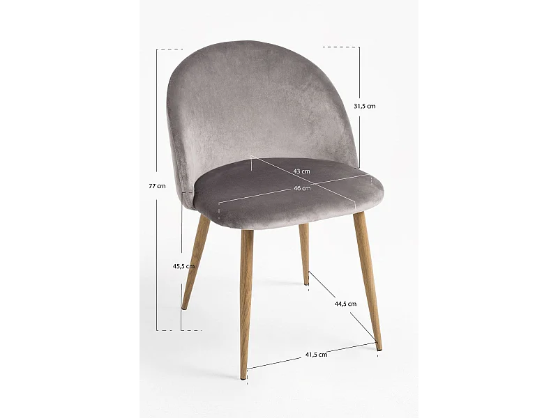Sillas Comedor - Silla Vint Terciopelo - Gris claro
